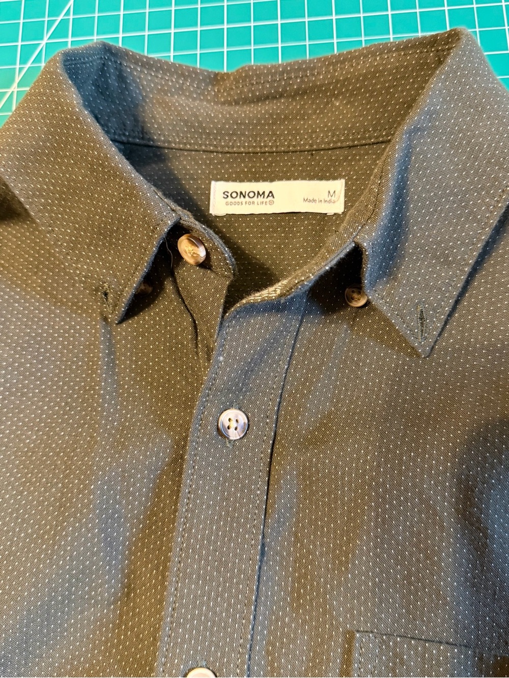 SONOMA Men's Charcoal army green Dot-Print Button-Down Shirt